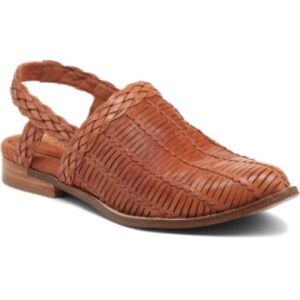 Kelsi Dagger Brooklyn Spencer slingback cognac woven leather shoes